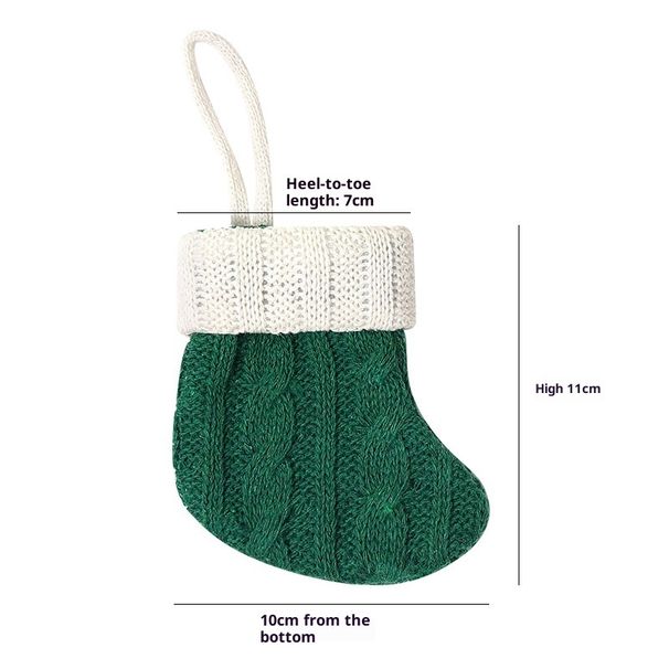001 New Knitted Decorations Green Small Mini Hanging Ornaments Christmas Tree Decoration Socks_desvips.com