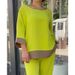 Women's Clothing loose large size casual round neck top shirt straight pants suit_desvips.com