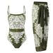 Gathering Fashion Sexy Swimsuit Women's Two-piece Chiffon Long Dress Swimsuit Set_desvips.com