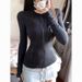 Black Sun Protection Jacket For Women, 2025 Summer New Style, Thin Ice Silk Short Yoga Top, Slim Fit Hooded Jacket,_desvips.com