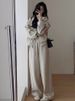 Early Autumn Outfit Set: Tea Style High-End Hoodie Sweatshirt And Wide-Leg Pants Two-Piece Sports Casual Set For Women_desvips.com