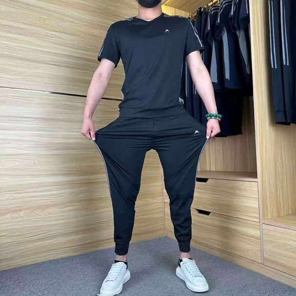 New Short Sleeve Set For Men, Summer Jacket, Korean Style Casual Slim Fit Two-Piece Set, Trendy Men's Outfit_desvips.com