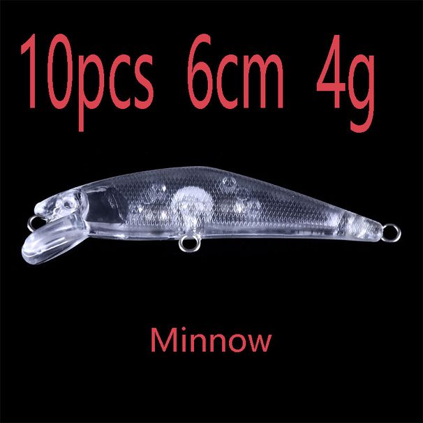 10PCS Kinds Of Blank Crankbait Vib Minnow Wobbler Unpainted Hard Bait Fishing Lure Bodies Tackle Hard Fishing Lures_desvips.com
