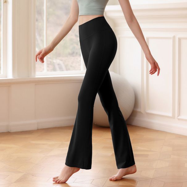 New High-Waisted Elegant Slimming Spor Hip-Lifting Tummy-Control Pilates Leggings Fashionable Slightly Flared Yoga_desvips.com