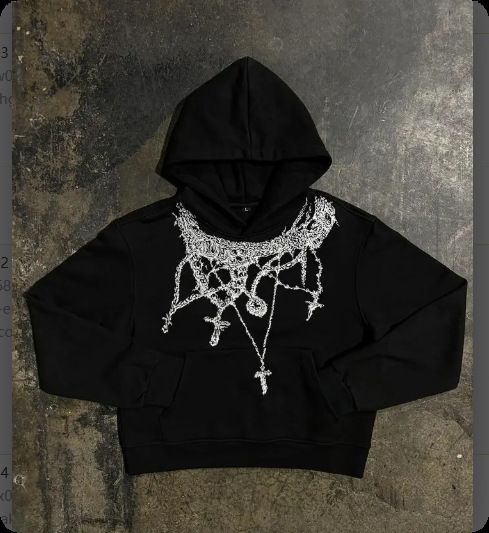 2025 American Style Zipper Sweatshirt Gothic Chain Print Hoodie Casual Jacket_desvips.com