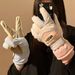 Cute Full-Finger Touchscreen Ski Gloves For Women Winter Warm Cycling Fleece-Lined Thickened Water-Resistant Electric_desvips.com