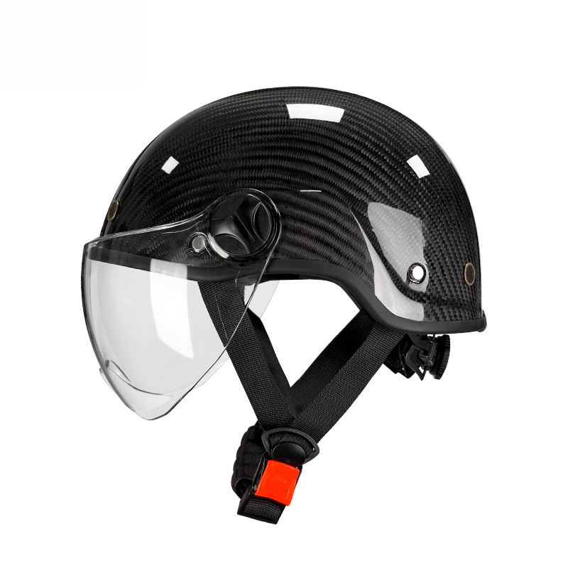 Carbon Fiber Half Electric Bike Motorcycle Summer Unisex Riding Safety 3C QIKE Helmet_desvips.com