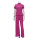 Women's Clothing slim T-shirt high waist blue pleated mopping pants casual _desvips.com