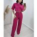 luxury veet blazer & pants set for women – elegant goldtoned autumn outfit with matching trousers_desvips.com