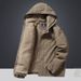 Men's Fleece-Lined Hooded Cotton Jacket - Winter Warm Workwear Coat With Sherpa Lining, Zipper Closure, Casual Outerwear For Urban Style_desvips.com