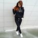 New Drop Shoulder Sleeve Women Ladies Casual Sports Suit Hooded Fashion Fleece Sweatshirt Set_desvips.com