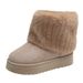 Hairy Striped Decorative Women's Snow Boots Suede Autumn And Winter Casual Thick-soled Medium Tube Warm And Comfortable Cotton Shoes_desvips.com