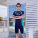 Men's Two-piece Swimsuit, Large Size, Short-sleeved, Sun-protective, With Boxer Shorts, Full-body Men's Swimwear Set For_desvips.com