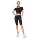 Quick Drying Breathable Sports Bra And Shorts Set Vertical Stripes Running Yoga Fitness Five Point Short Sleeved_desvips.com