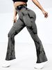 Sports Fiess Women High Waist Trumpet Pants Tie-dye Casual Trousers_desvips.com