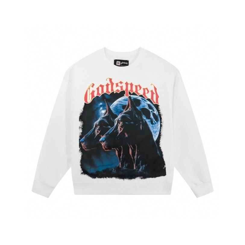 Trendy Brand Doberman Print Heavy Cotton Unisex High Street Crew Neck Long Sleeve Sweatshirt_desvips.com