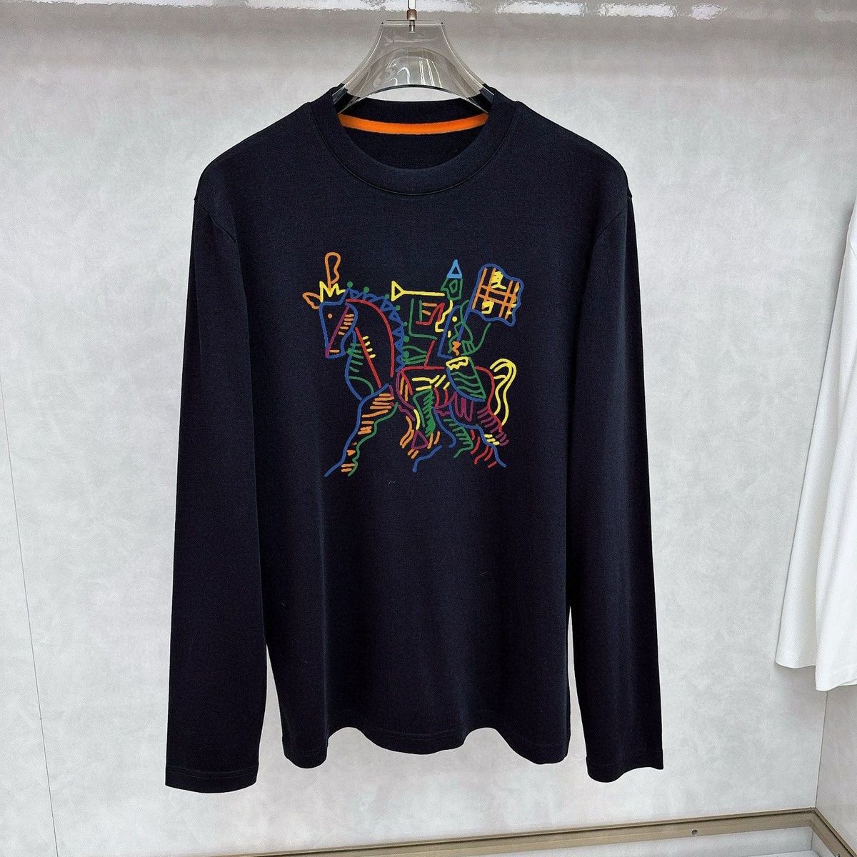 New T-Shirt Spring Printed Trendy Versatile Long Sleeve Crew Neck Men's Autumn Loose Cotton Base Shirt Unisex_desvips.com