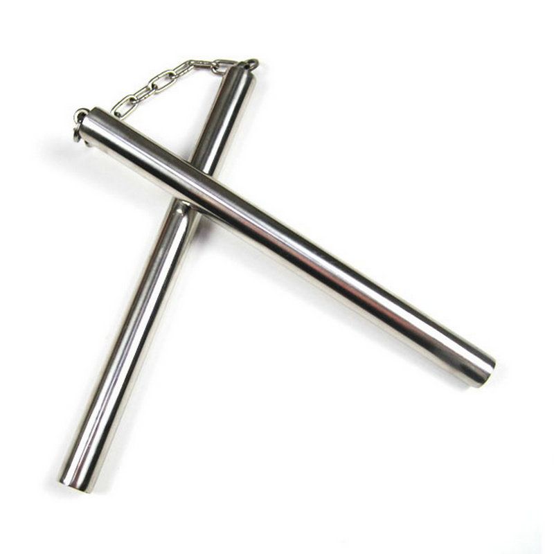 Stainless Steel Double Section Stick Adult Beginner Self-Defense Training Children Nunchaku Martial Arts Combat_desvips.com