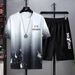 Men's Clothing casual sports suit 2024 summer new style handsome matching shorts Korean version large size loose ice silk short sleeves_desvips.com