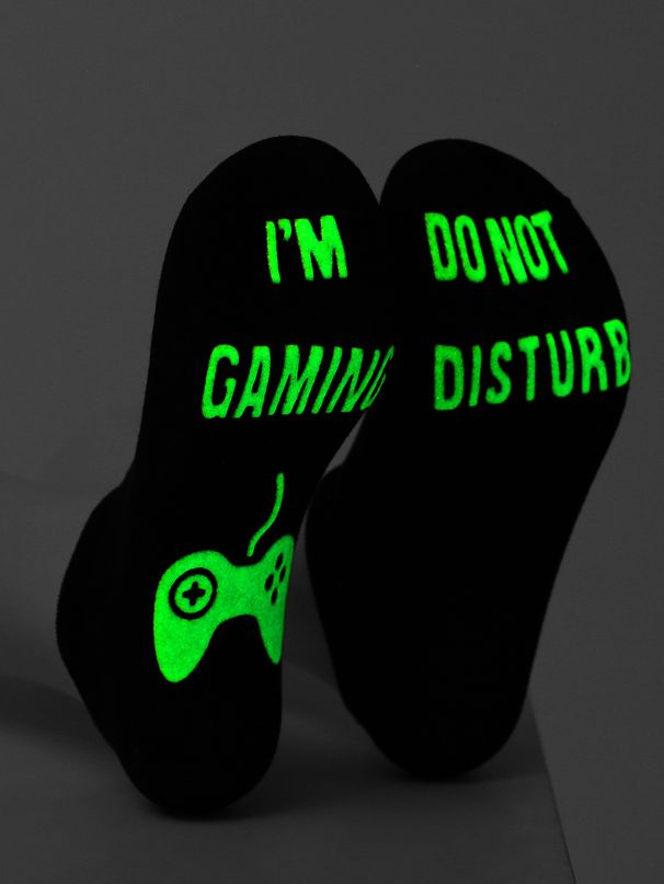 Unisex Mid-Crew Breathable Anti-Slip Socks With Glow-in-the-Dark Design For Gaming & Everyday Wear (Cotton Blend, EU Sizes 44-49)_desvips.com