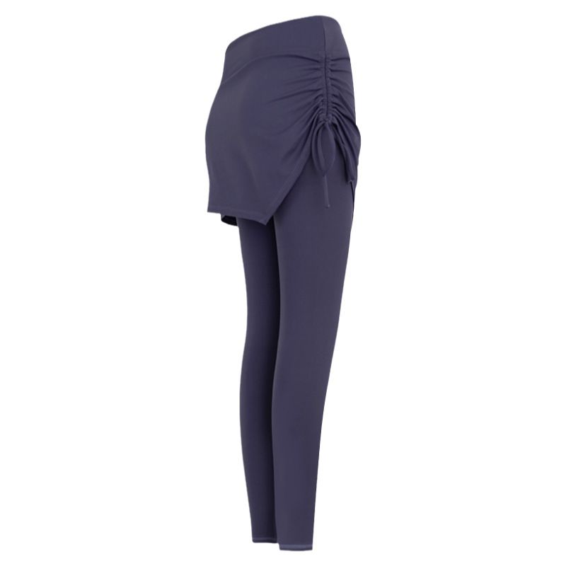 Cross-Border Fake Two-Piece Drawstring Sports Running Tight Yoga For Women, Hip-Covering, Slimming, Cycling,_desvips.com