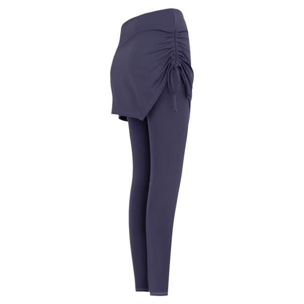Cross-Border Fake Two-Piece Drawstring Sports Running Tight Yoga For Women, Hip-Covering, Slimming, Cycling,_desvips.com