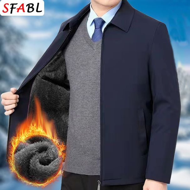Thicken Padded Social Jackets Jacket Windbreak Fleece Lining Blazers For Men Business Luxury Men's Winter Coat XXXL_desvips.com