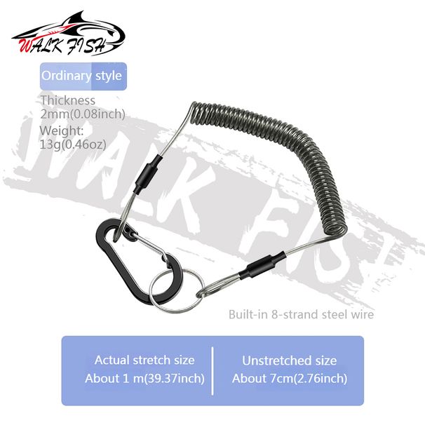 WALK FISH Anti-Lost Lanyard 1.0-2.0m Telescopic Elastic Retention Ropes Safety Spring Lanyard Rope Ey Ring Chain Accessories_desvips.com