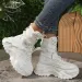 White Chunky Platform Motorcycle Women Buckle Lace Up Thick Bottom Ankle Boots Woman Autumn Fashion Vulcanized Shoes_desvips.com