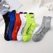 6/12 Pairs Men's Middle Tube Solid Color Letter Print Breathable Sweat Absorbent Autumn Winter Sports Socks For Couples_desvips.com