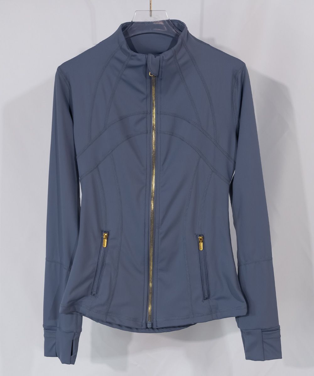 LUIUX Women's Zip-Up Yoga Jacket With Gold Zipper - Moisture-Wicking, Breathable Long Sleeve Workout Top For Gym & Outdoor Activities_desvips.com