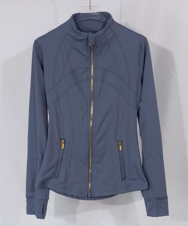 LUIUX Women's Zip-Up Yoga Jacket With Gold Zipper - Moisture-Wicking, Breathable Long Sleeve Workout Top For Gym & Outdoor Activities_desvips.com