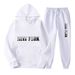 New Letter Casual Print Men's And Women's Sportswear Fleece Two-Piece Loose Hoodie Set_desvips.com