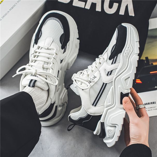 Men's Summer Breathable New Style Trend All-match Youth Sports Leisure Thick Bottom Heightening Little White Dad Shoes_desvips.com