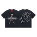 High Street Trendy Brand Heavy-Duty Washed Distressed Skull Letter Print_desvips.com