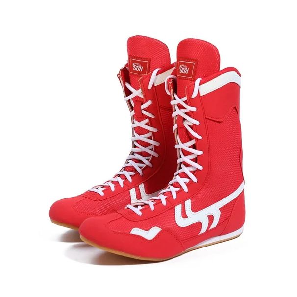 High-Top Boxing Wrestling Combat Sports Sneakers For Men Women Red And Blue Color Training Competition Shoes_desvips.com