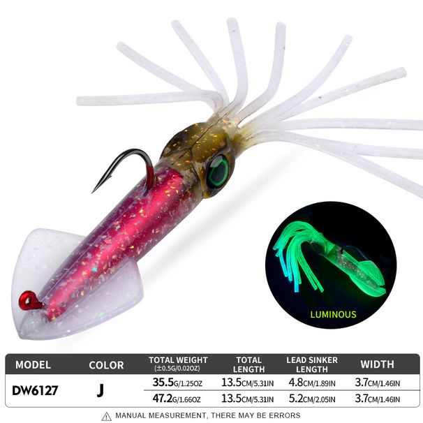 Squid Lure Bionic Luminous UV 13cm Built-in Lead Head Hook Soft Cuttlefish Octopus Bait_desvips.com