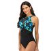 New Style Backless Sexy Swimwear Printed Strap One-Piece Swimsuit Women_desvips.com