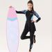 One-Piece Swimsuit With Skirt Women, Conservative Slimming Sun-Protective Long-Sleeve Long-Pants Outdoor Jellyfish_desvips.com