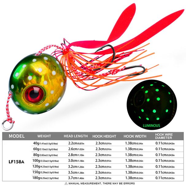 Big Eye Fish Bearded Squid With Double Hooks Luminous Jig Lure Sea Fishing Red Seal Lead Head_desvips.com
