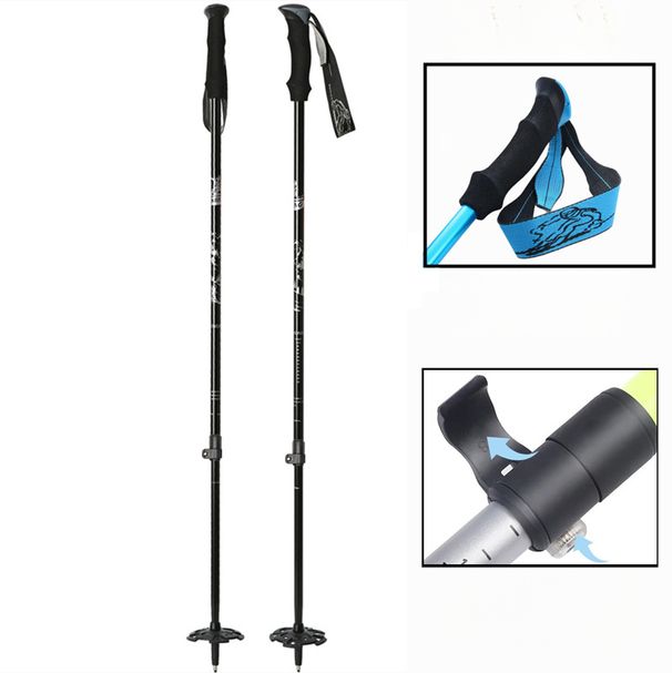 Double-bladed Snow Pole, Telescopic And Adjustable, Multifunctional Aluminum Alloy Walking Stick, Professional Ski Poles For Adults And Kids_desvips.com