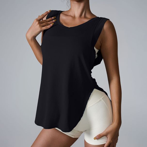 Loose Sleeveless Sports Cover up European American Yoga Top Running Training Fitness Vest_desvips.com