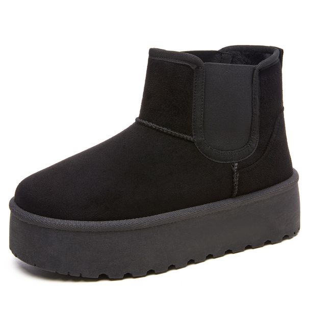 Shoes Women's Cotton Boots Winter New Versatile Velvet Thickened One-pedal Snow Boots Thick-soled Non-slip Cotton Shoes_desvips.com