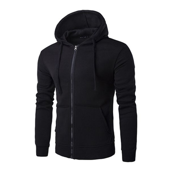 Men's Clothing New Spring and Autumn Style Zipper Hooded Sweatshirt Men's Cardigan Sweatshirt Long Sleeve Solid Color Sweatshirt_desvips.com