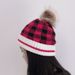 Foreign Trade Autumn Winter Christmas New Block Large Plaid Knitted Warm With Pom-Pom Comfortable Solid Color Yarn Hat_desvips.com