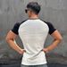 Muscle Exercise Semi-tight Fitness Short-sleeve Men's Basketball Autumn Running Training Color-block Striped Stretch_desvips.com