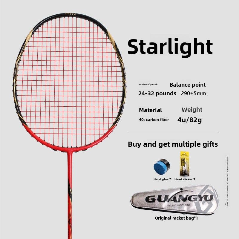 Guangyu 4U Professional Competition Grade Lightweight All-around 1K Carbon Cloth Adult Event Badminton Racket_desvips.com