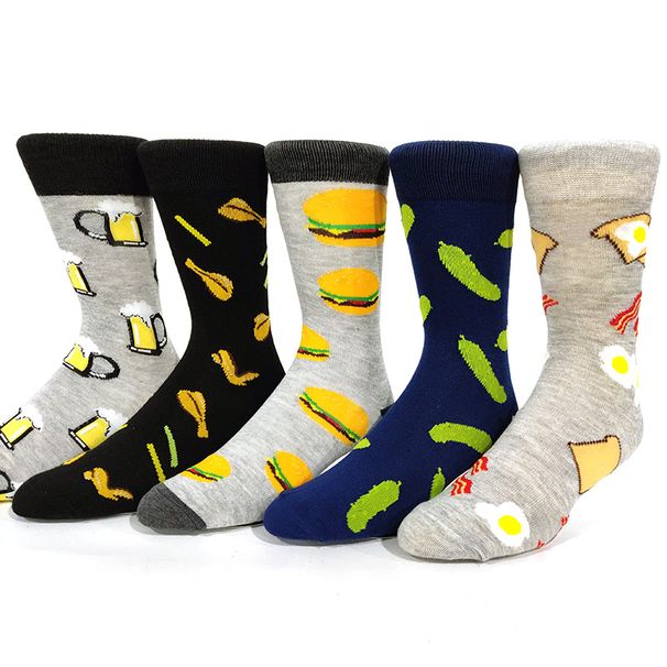 5 Pairs/Pack Funny Novelty Men Cotton Socks Cartoon Casual Hip Hop Creative Soft Comfortable Divertido Hombre Calcetines_desvips.com
