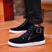 2025 Spring New Martin Boots Belt Buckle Trendy Board Korean High Top British Style Casual Men's Shoes_desvips.com