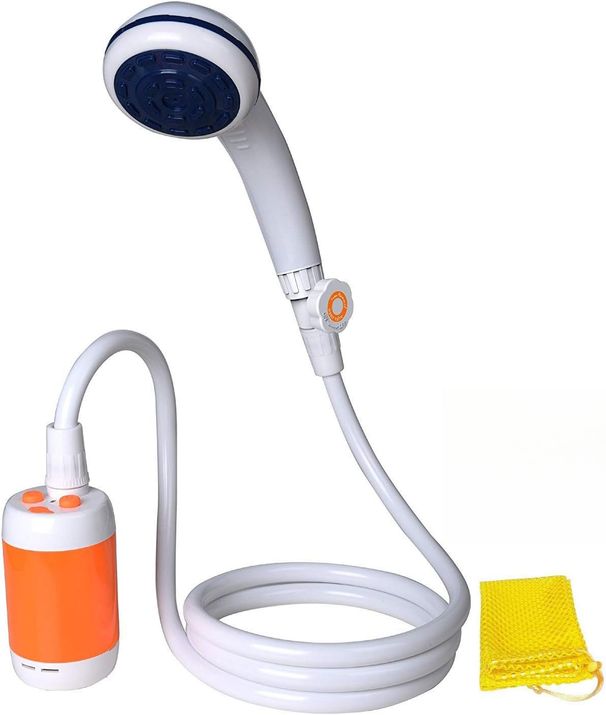 Portable Shower Electric Shower Camping Shower Built-in 4800mAH Rechargeable Battery And With Shower Head Shut OFF Valve_desvips.com